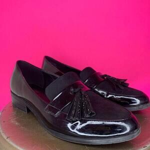 Kenneth Cole Reaction Jet Forward Black Faux Leather Tassel Loafers US 7.5